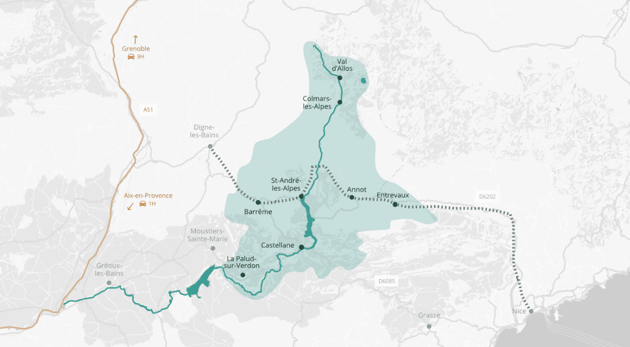 carte de la region du verdon