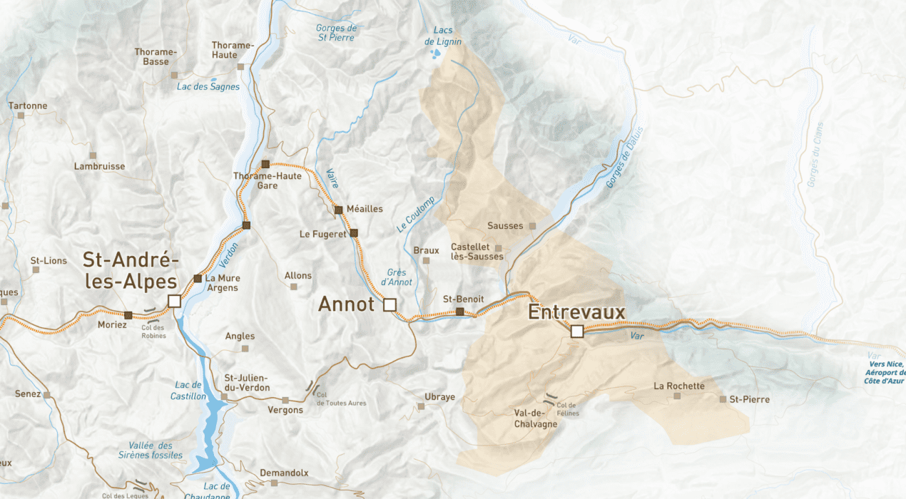 carte intéractive d'Entrevaux