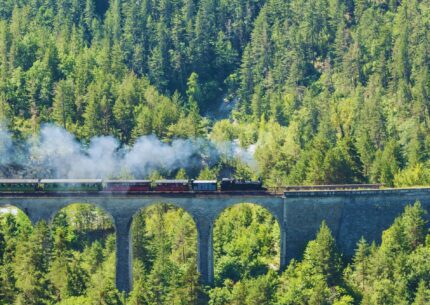 Train des Pignes à vapeur sur les rails dans le Verdon