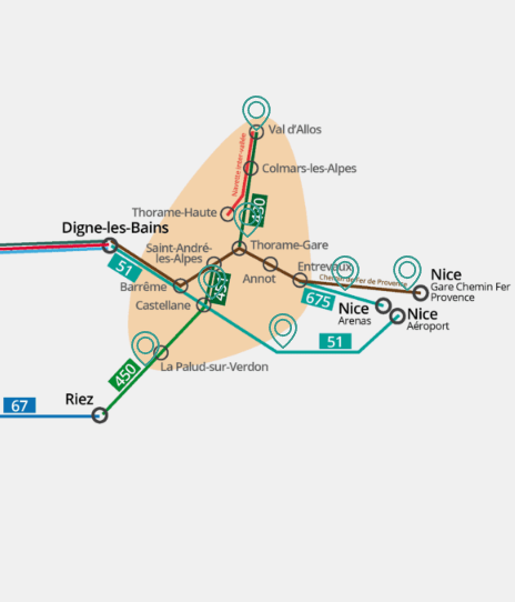 Plan des transports disponible pour venir dans le Verdon